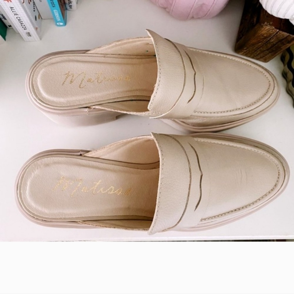 Matisse Footwear Kelly Platform Mule Oxford Cream Beige Minimalist Leather New 8